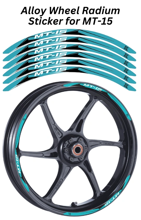 Alloy Wheel Radium Sticker for MT 15 | Made in Premium Radium with FPF (Fade Protection Film), Waterproof, Precut Sticker, Pack Of 12